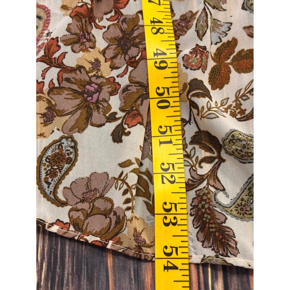 Drew Maxi Dress Womens Large Brown Floral Paisley Wrap Ruffle Terra Vintage - Picture 5 of 12